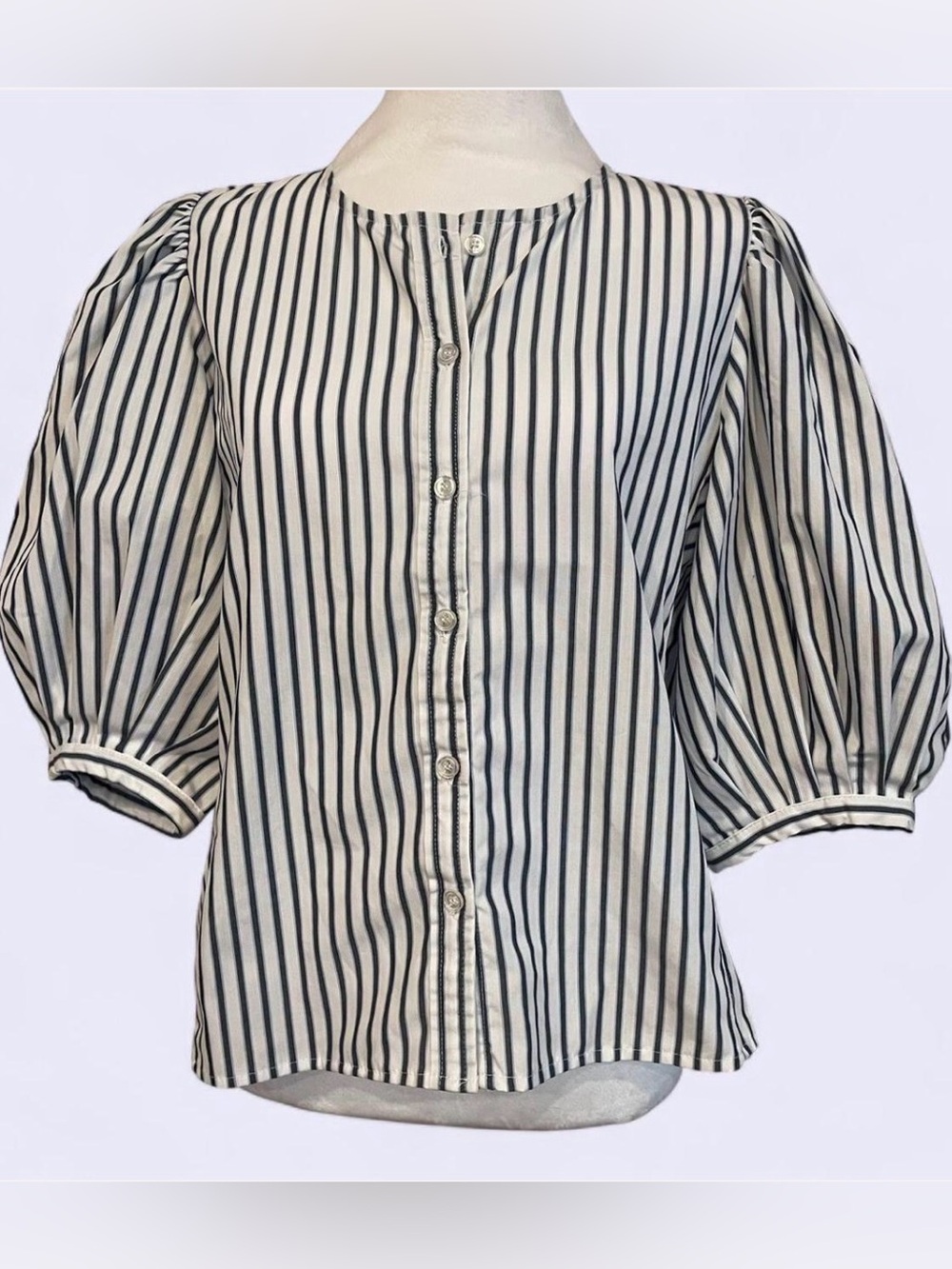 Velvet Heart Black and White Striped Button Down Shirt
